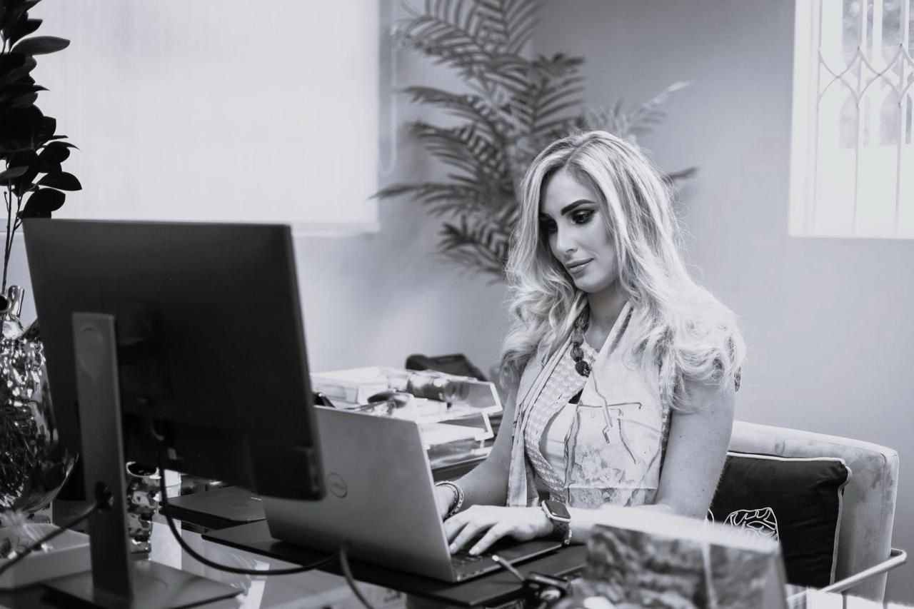 Fallon Jade Finnegan - Working at laptop